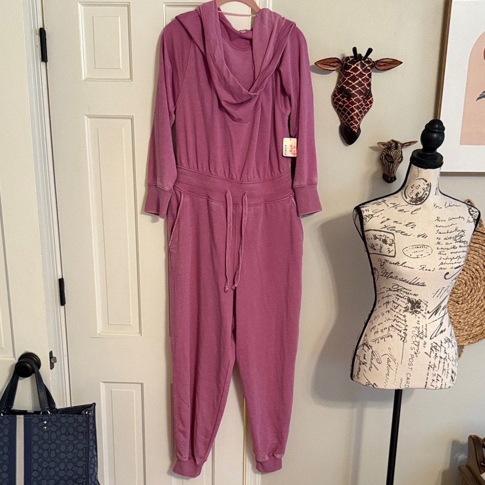 FREE PEOPLE Movement Cozy Cocoon Stretch Cotton Jumpsuit Withered Rose